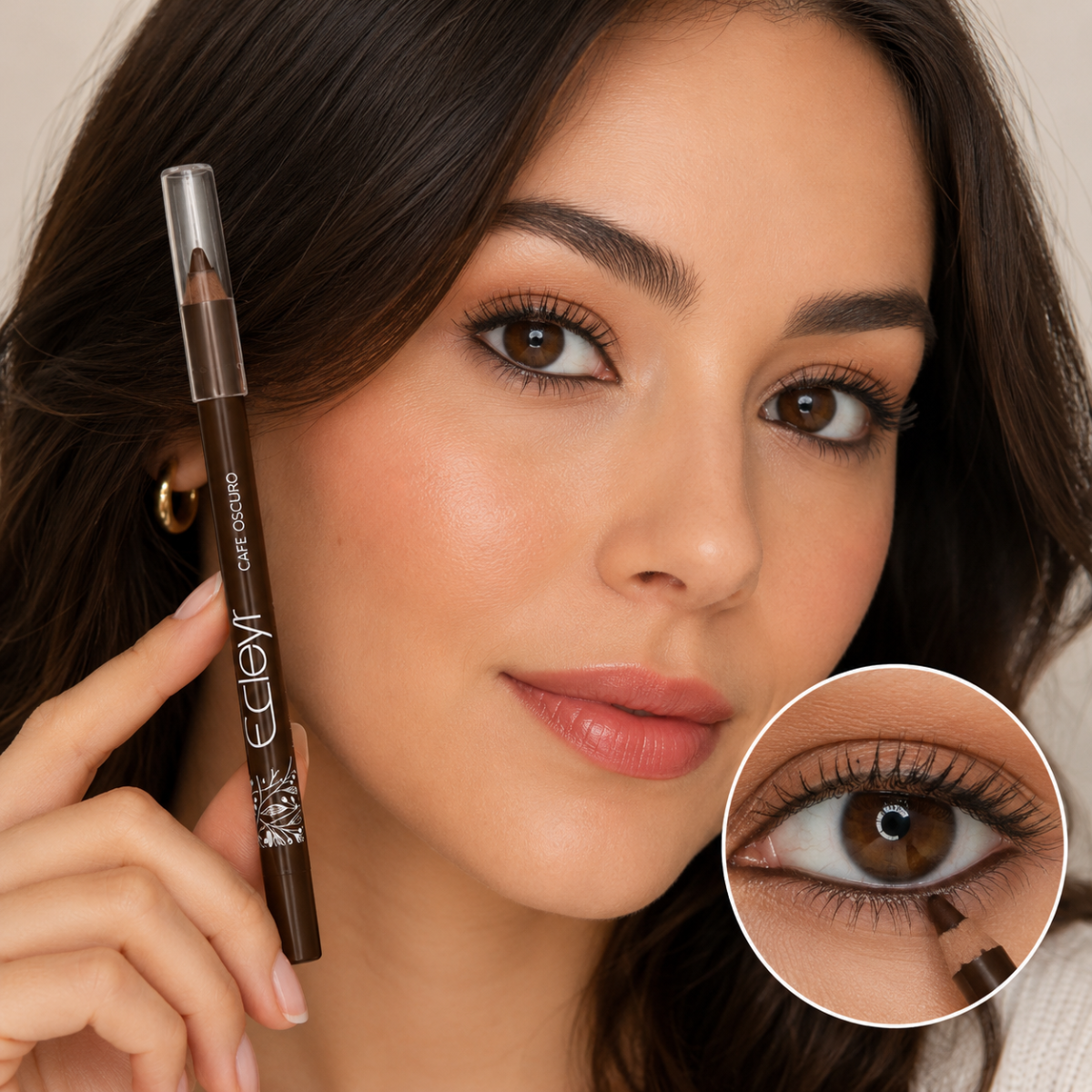 Lápiz Delineador de Ojos Waterproof Ecleyr Café Oscuro