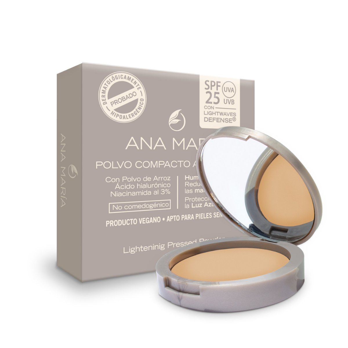 Polvo Compacto Ana María Aclarante Avellana